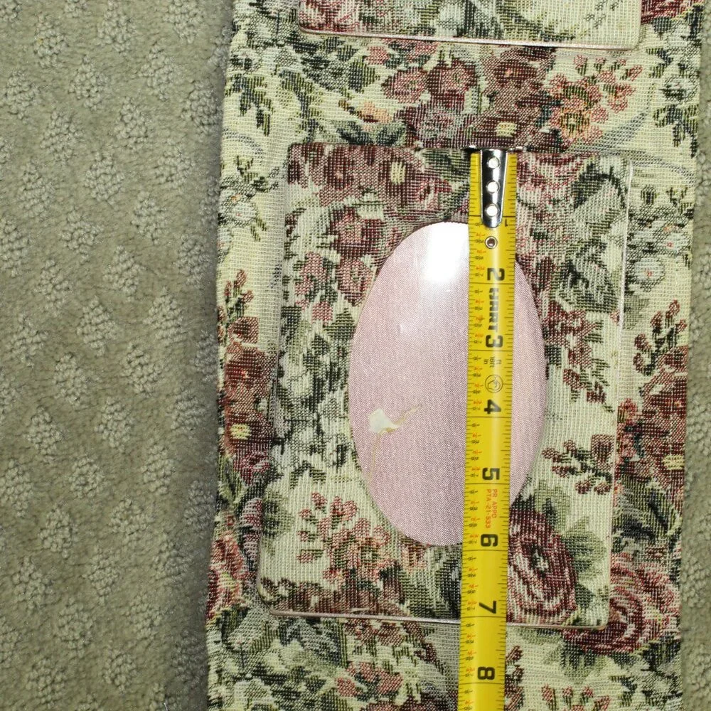 Vtg Mauve Maroon Ivory Fabric Tapestry Hanging 3 Frames Tapestry a 3x3 & (2) 3x5